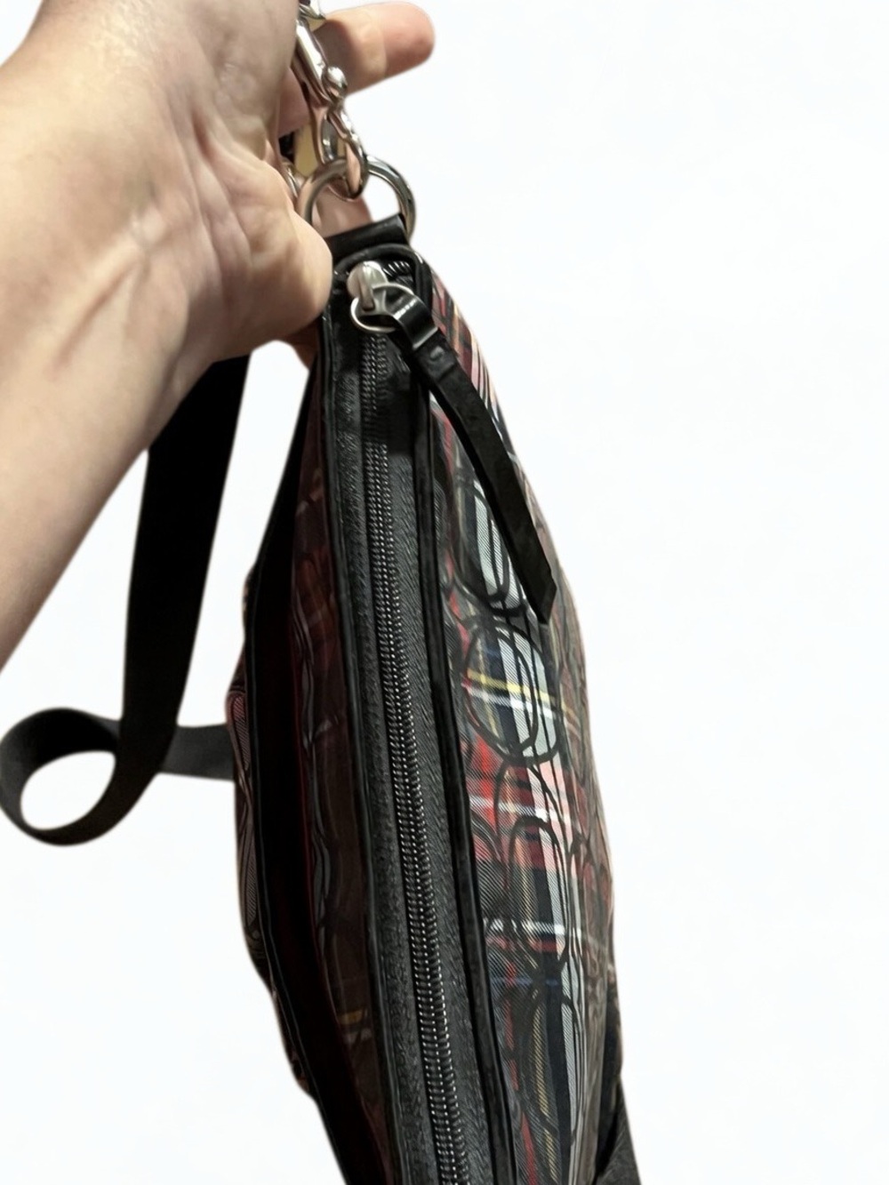 Coach Black and Red Plaid Tartan Signature Crossbody - Picture 5 of 12